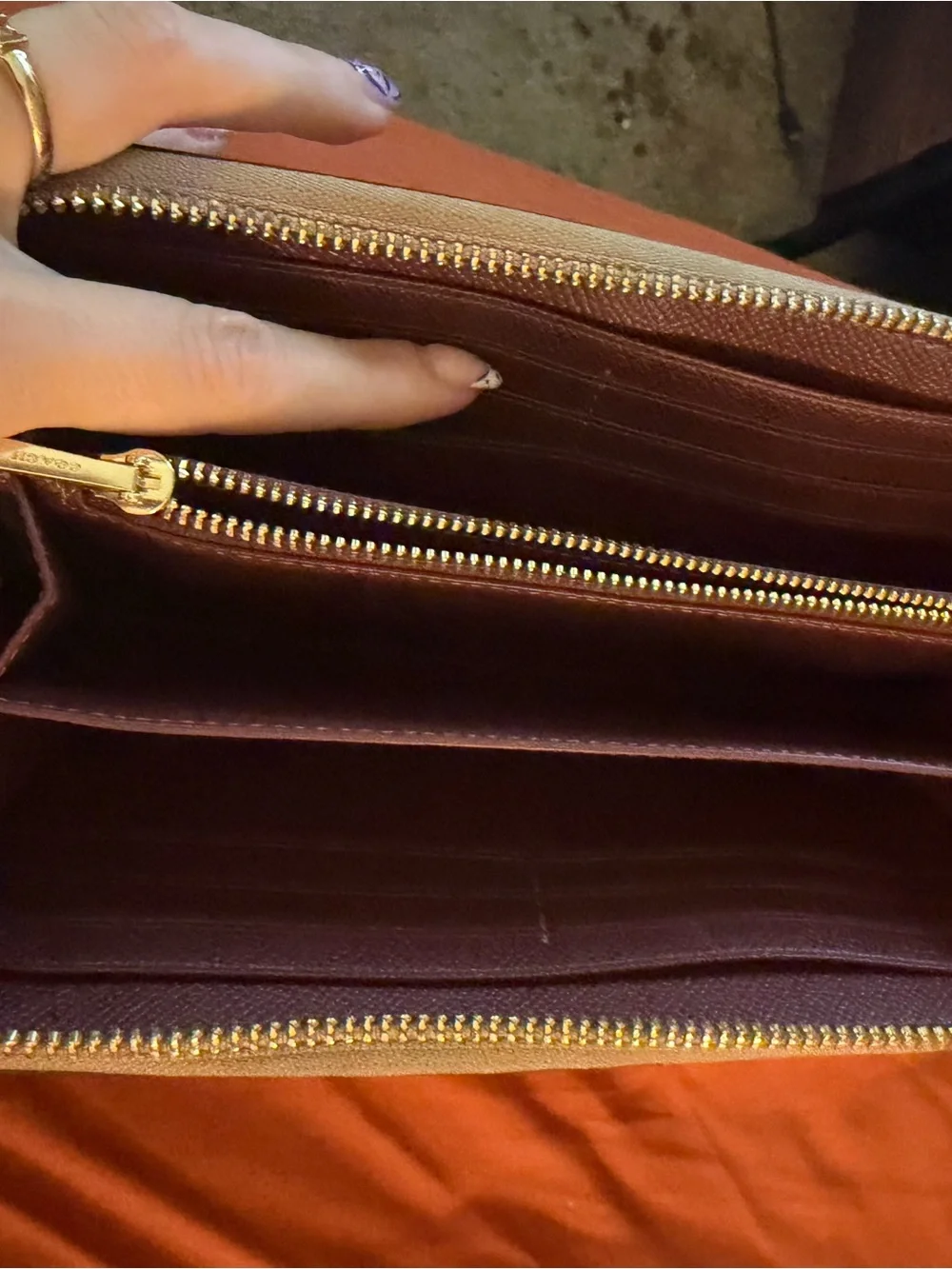 Coach Zip-Around Wallet in Light Cream with Gold Logo
